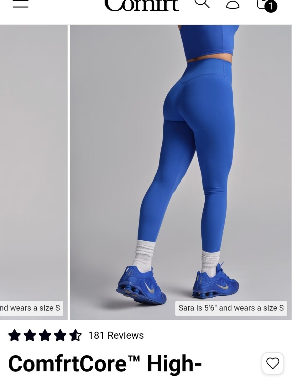 ComfortCore Cobalt Blue Activewear Set Crop Tank XS & High Waist Leggings S - Picture 6 of 8